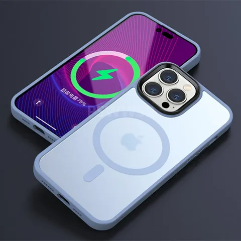 Матовый полупрозрачный матовый чехол для телефона iPhone 15 14 13 12 11 Pro Max Plus, Магнитный чехол Для Magsafe, чехол для беспроводной зарядки