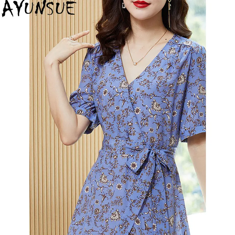 

Женское платье из шелка тутового шелкопряда, элегантное и красивое платье с высокой талией, лето 100%