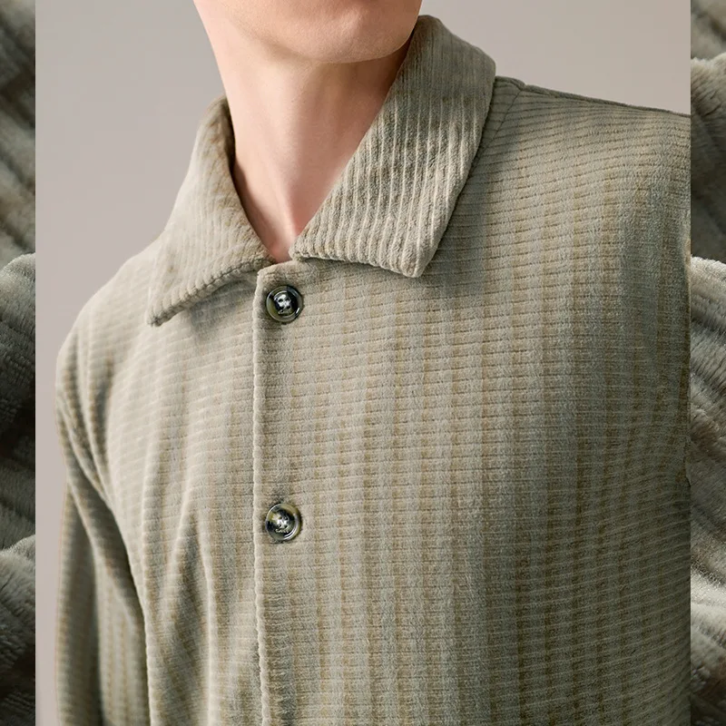 Мужские пижамы Finteng осенне-зимний утепленный флисовый костюм свободный теплый