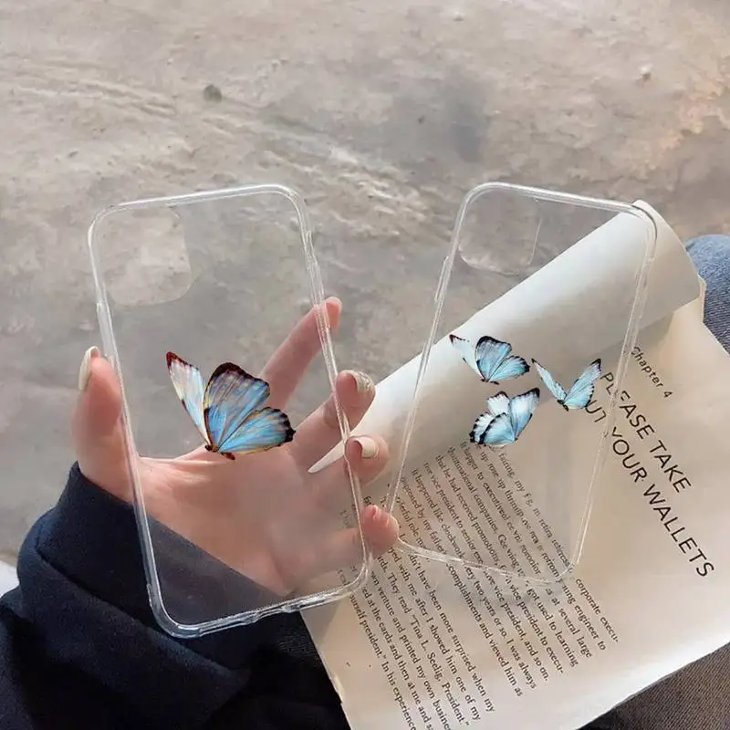 

Butterfly beautiful animal Phone Case Transparent soft For iphone 12 11 13 7 8 6 s plus x xs xr pro max mini