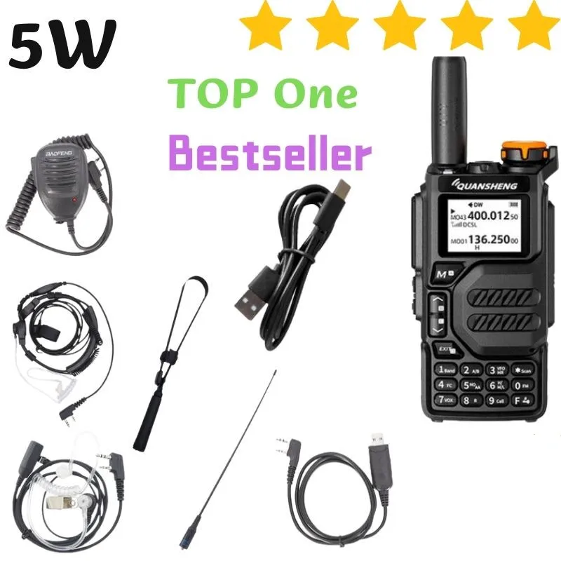 Quansheng UV-K5 Walkie Talkie 50-600MHz Full Band Receiving USBC Charge Air Band FM 5W DTMF Scrambler NOAA Channel Wireless Copy