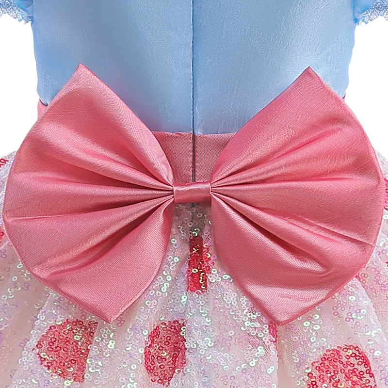 New Movies Costumes for Girls Cosplay Toy Princess Bo Peep Dot Sequin Lace Dress With Headband Summer Fancy Girl Party Ball Gown images - 6