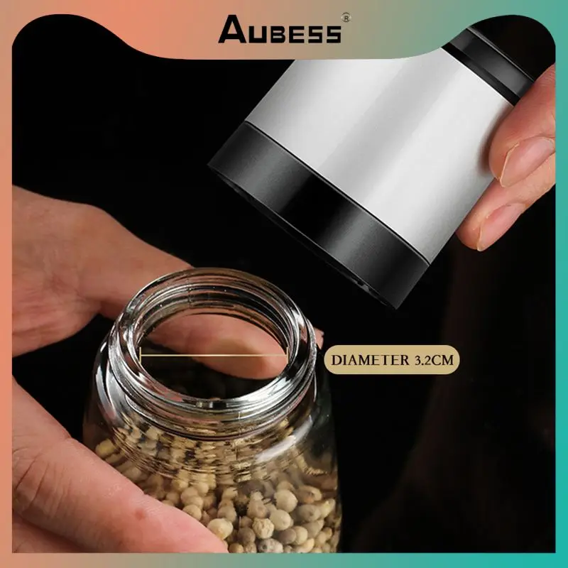 2023 Spice Jar Grinder Transparent Glass Portable Pepper Mill Sprayer Refillable Hot Wholesale Stainless Steel Creative