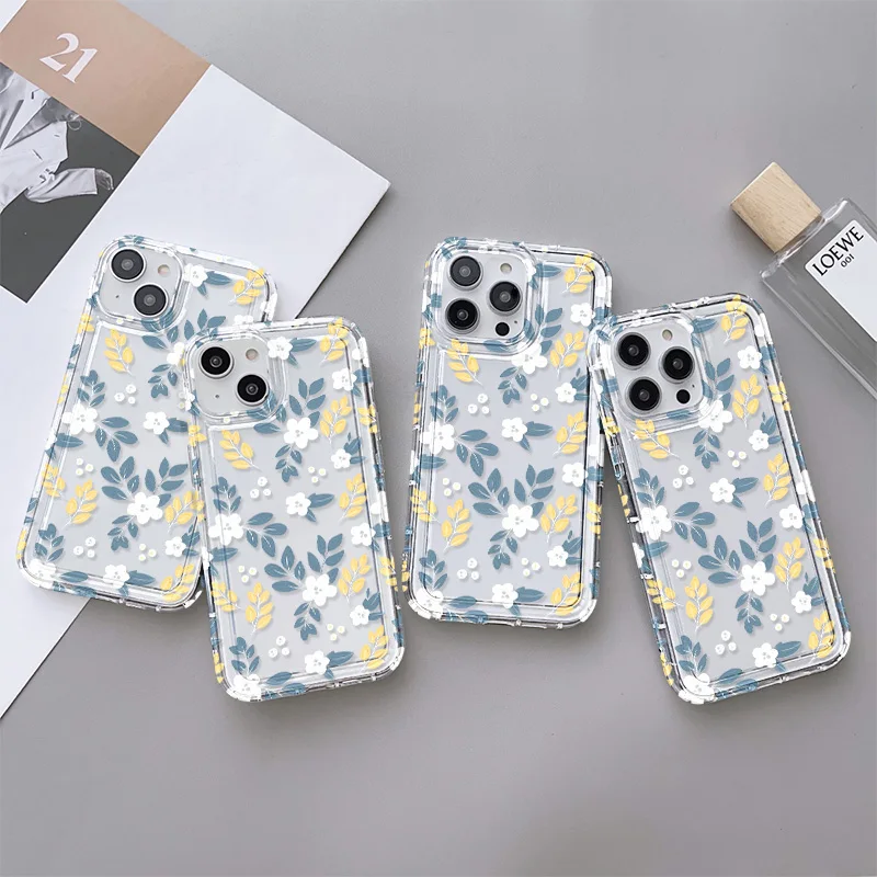 Мягкий чехол для телефона с прозрачным цветком iPhone 13 Funda 15 11 14 12 Pro Max XR X XS 6 7 8 Plus SE