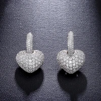 hot sale fashion silver color heart hoop earrings for women shining cute earrings brincos wedding fine jewelry 05m042