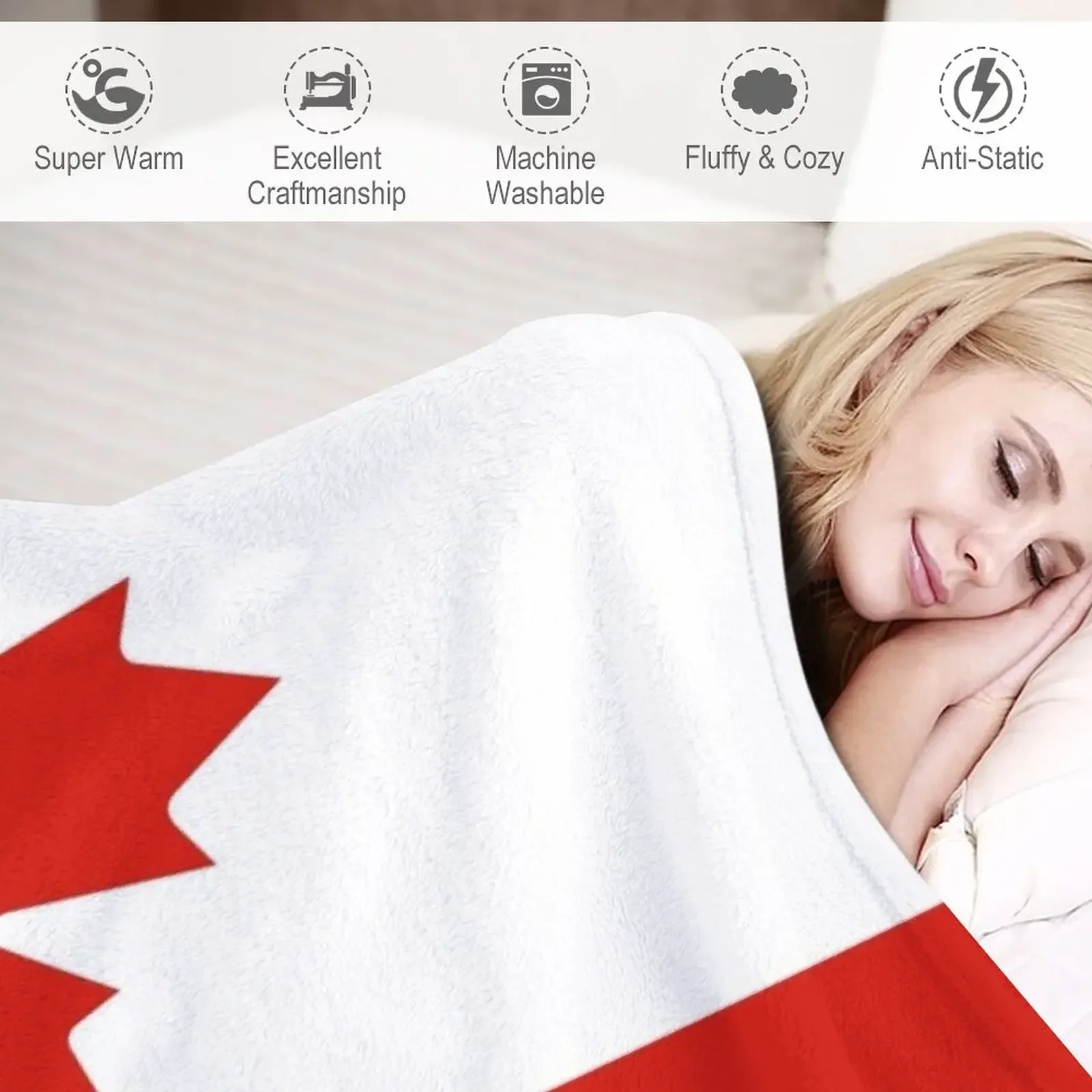 Плед с флагом Канады красивое мягкое покрывало для кровати в клетку