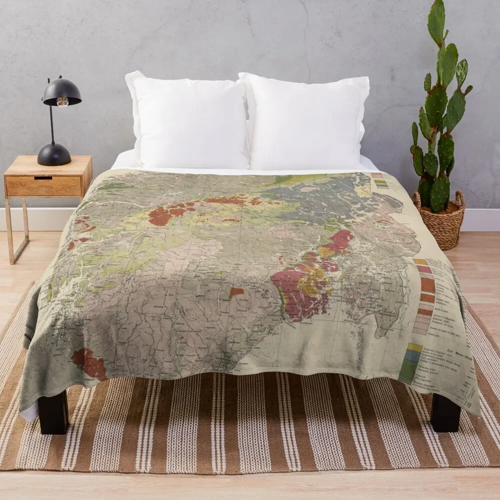 Винтажная Геологическая карта Норвегии (1878) декоративное одеяло декоративные