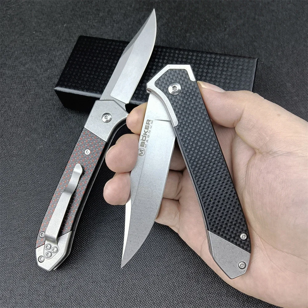 

Складной карманный нож Boker D2, черное лезвие G10/красное углеродное волокно, ручка для охоты, кемпинга, рыбалки, выживания на природе, повседневное использование