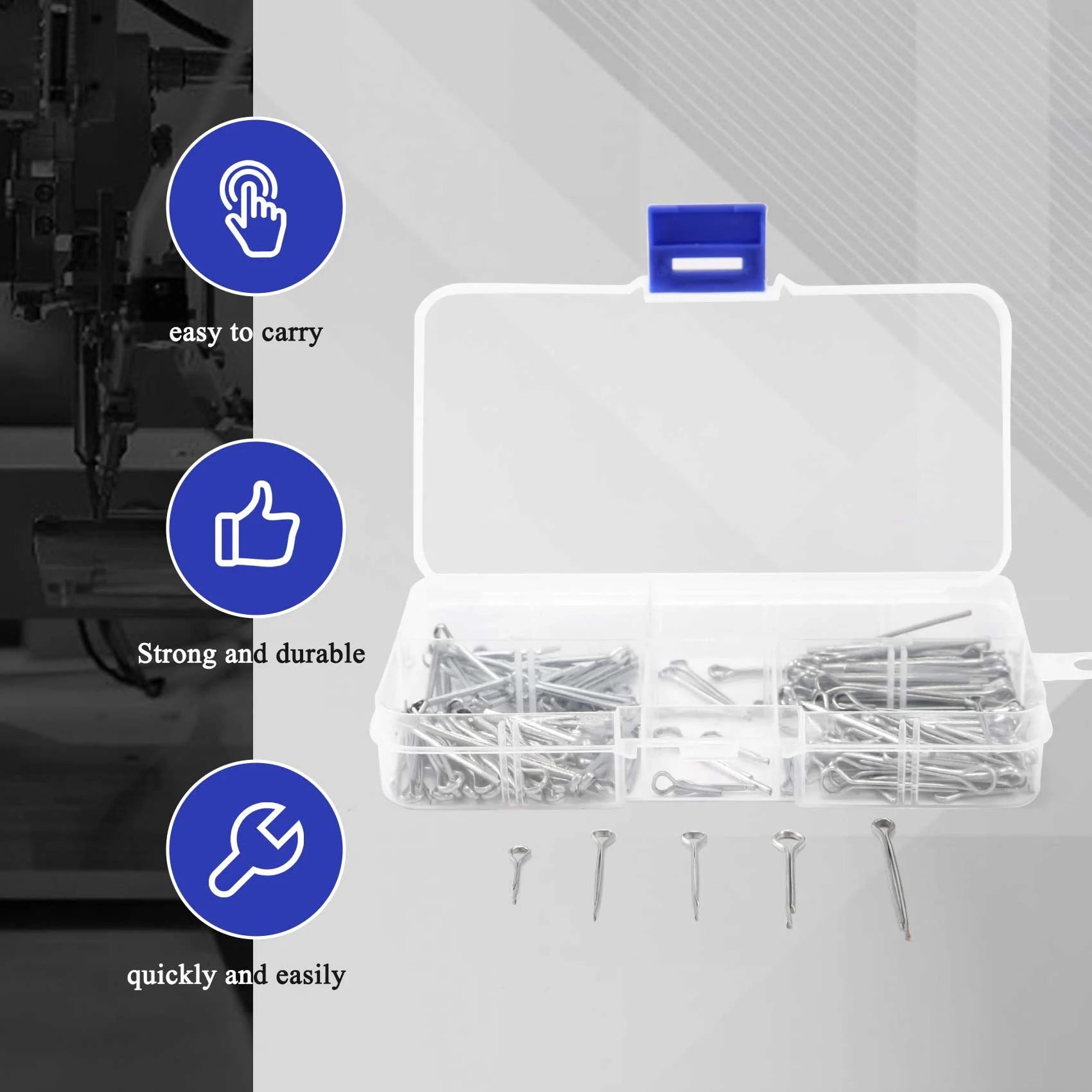 175 шт. сплит-штифты Набор фиксаторов разные размеры оцинкованная сталь жесткая