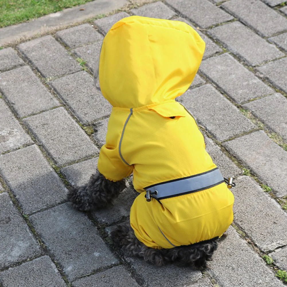 

Дождевик для домашних животных, собак, щенков, дождевик, дождевик с капюшоном для домашних животных, водонепроницаемая куртка, одежда, полно...
