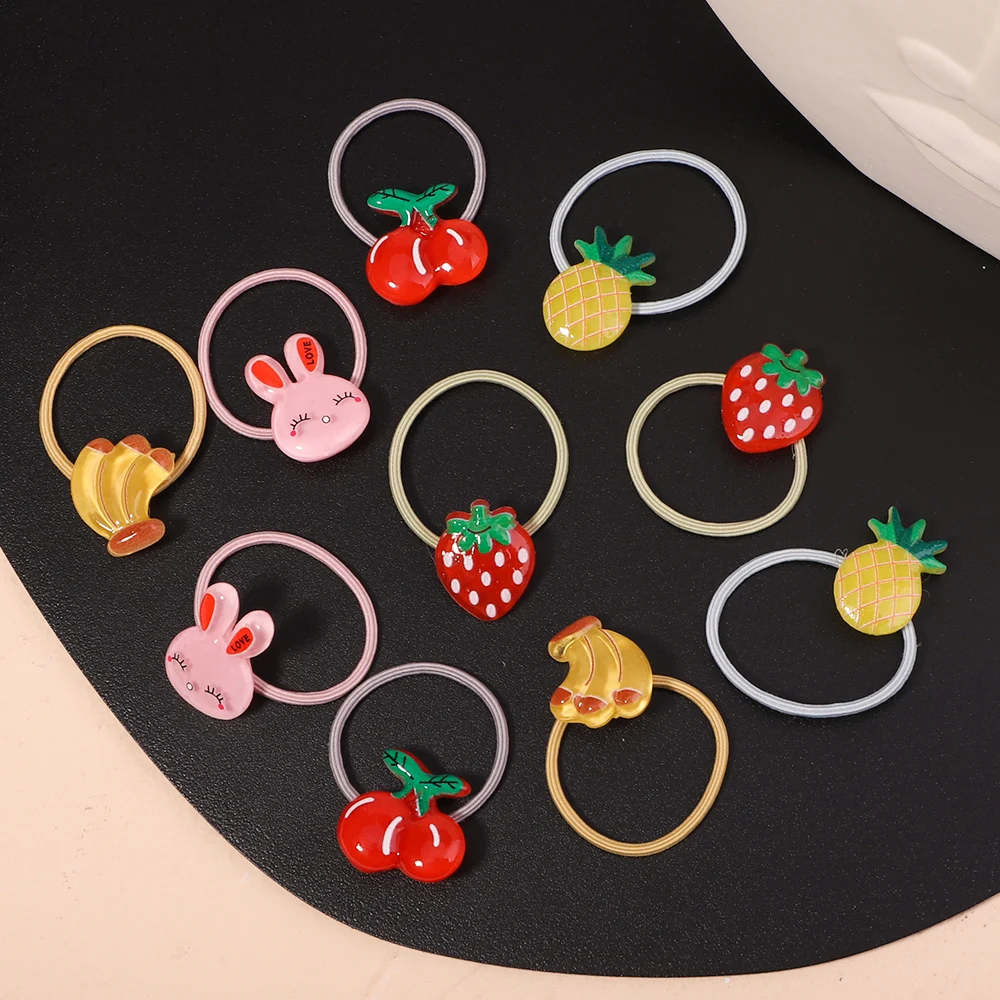 

Женская модная эластичная резинка для волос с милыми мультяшными фруктами, Детская резинка для волос для девочек, резинка для хвоста, аксессуары для волос