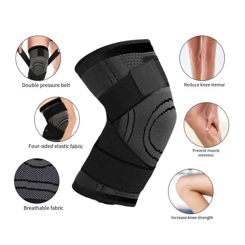 

1pcs Lace up Compression Sports Knee Pads Knitted Running Basketball Mountaineering Cycling Badminton Knee Pads