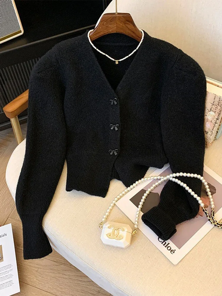 Женский вязаный однотонный кардиган Aoaiiys с пуговицами-бабочками