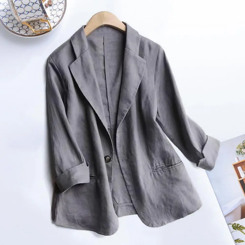 

Trendy Lady Suit Coat Long Sleeves Women Blazer Soft Fabric Wear-resistant Lightweight Women Jacket Turn-down Collar