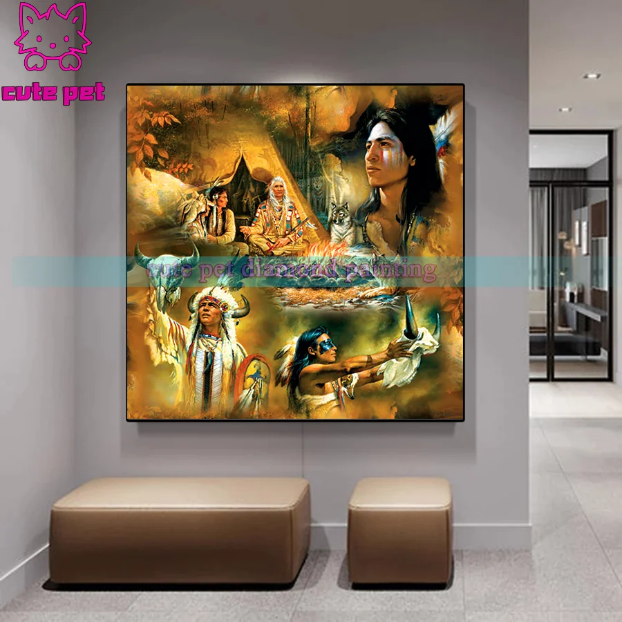 Алмазная вышивка chief Indian Camp распродажа алмазных вышивок алмазная живопись