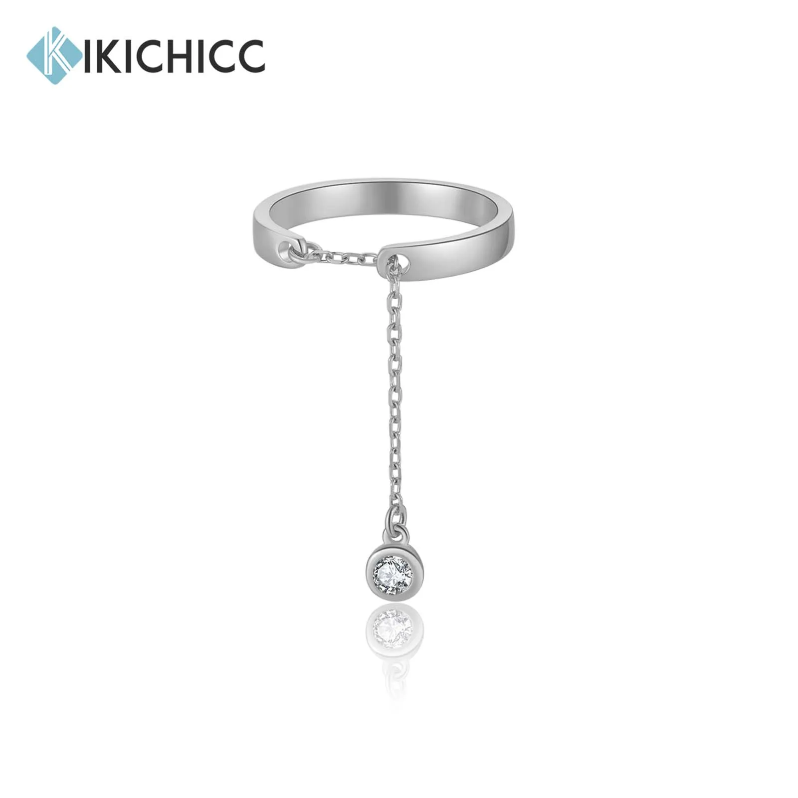 KIKICHICC 925 пробы Серебряное золото Регулируемая Длинная цепочка кольцо с