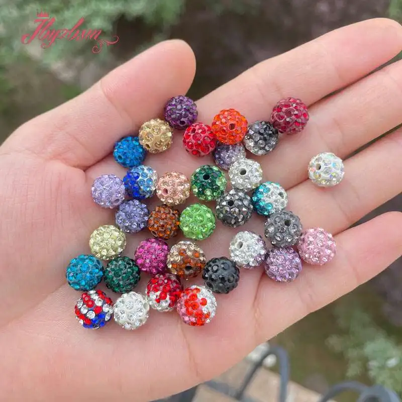 

10mm Round Multicolor Rhinestones Crystal Pave Spacer Loose Beads for Women Craft DIY Bracelet Necklace Earring Jewelry Making