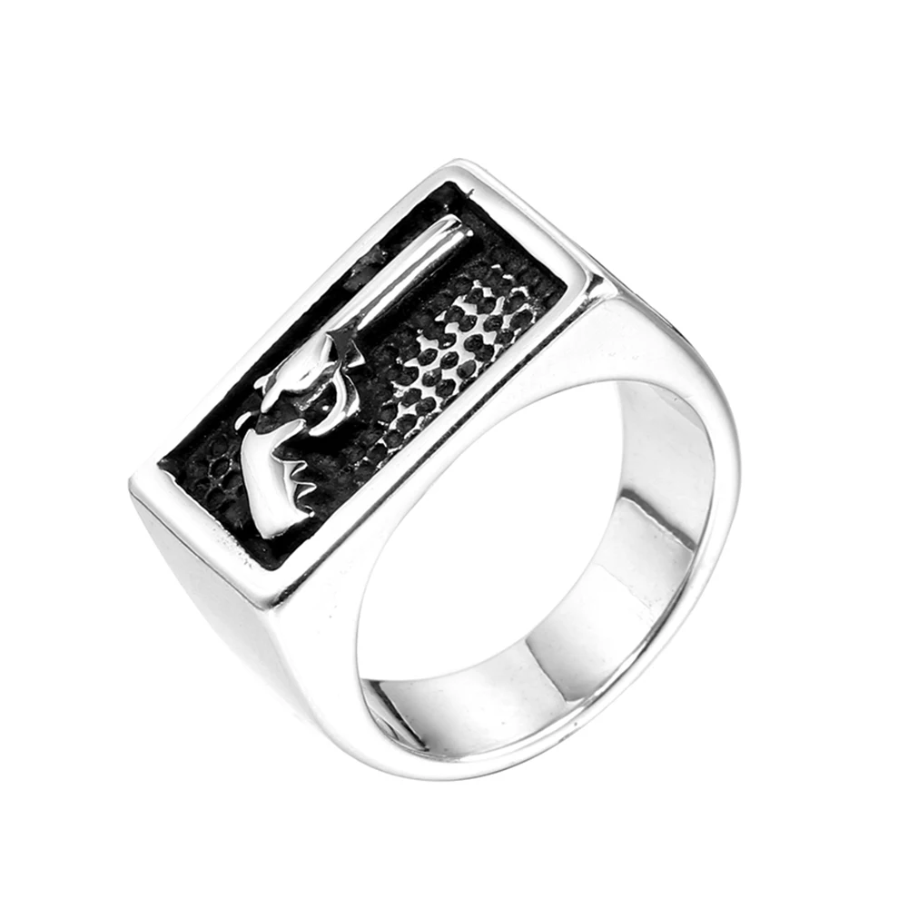 

Popular cool fashion polished motorcycle cowboy bicycle with gun ring 316L stainless steel female gun ring