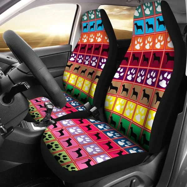 

2pcs Dog And Paws Print Car Seat Covers