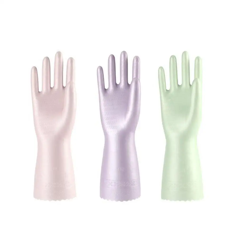

Rubber Plush Gloves Household Kitchen Acessrios Thick PVC Waterproof Dish Washing Laundry Clothes Cleaning Gloves