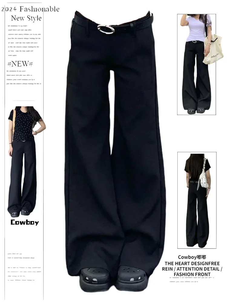 Джинсы для женщин универсальные черные с низкой талией осенние новые эластичные