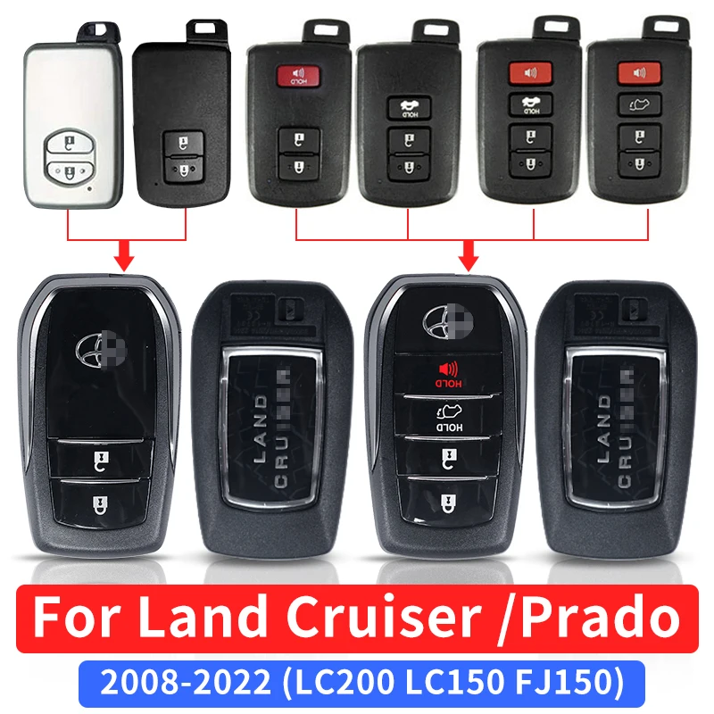 

2008-2021 for Toyota Land Cruiser 200 Key Shell Modified Prado 150 Remote Key Shell Upgrade 2/3/4 Button Accessories Key Case