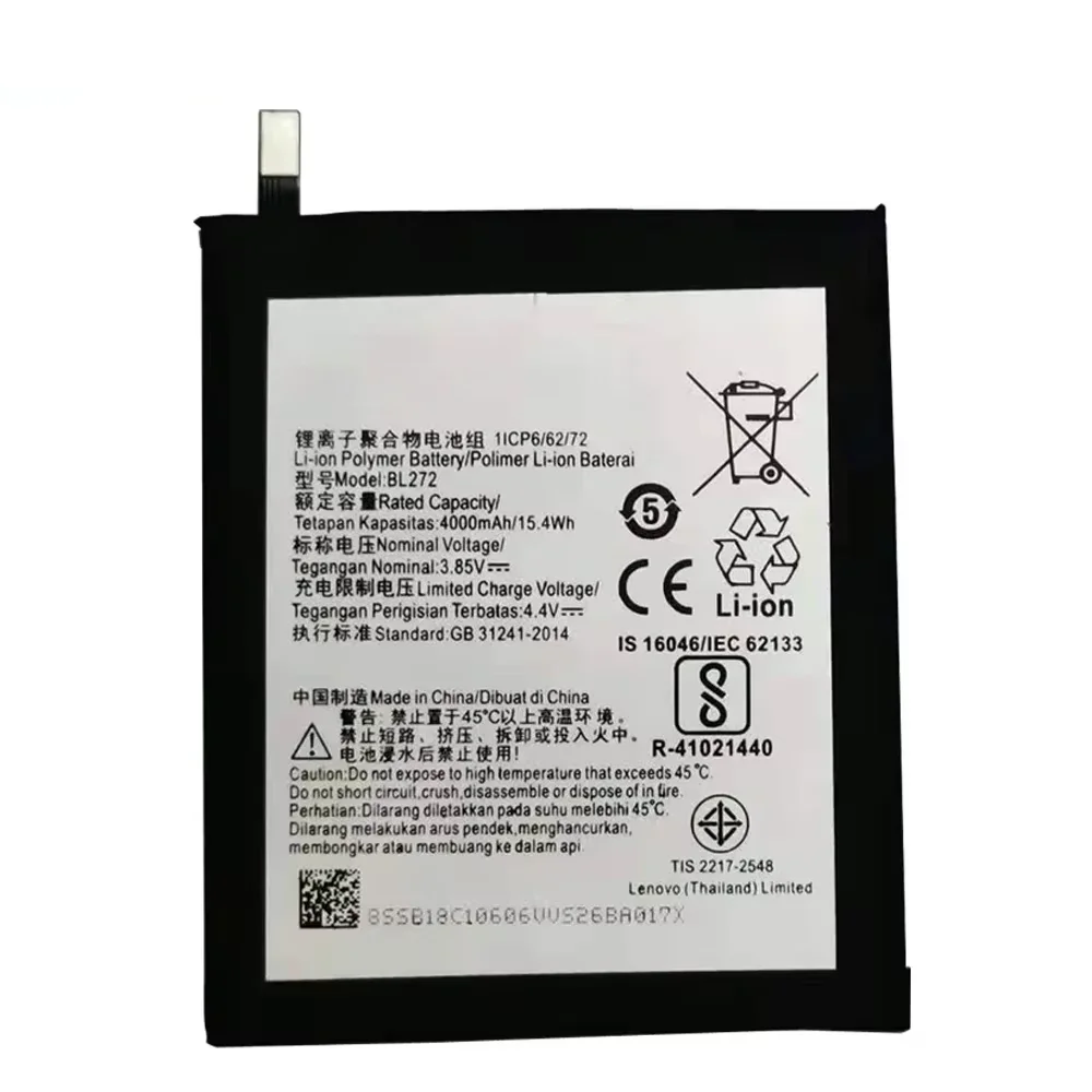 100% оригинальный аккумулятор 4000 мАч BL272 для Lenovo Vibe K6 Power XT1662 K33A42 сменные