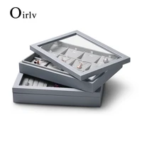 oirlv pu leather microfiber gray multifunctional storage box jewelry necklace pendant bracelet storage display 25185 cm