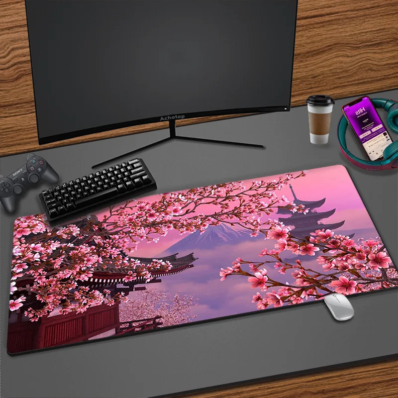 

Sakura Japanese Cherry Blossom Mouse Pad 100x50 Gaming Purple Art Mousepad XXL keyboard Desk Mat Office Carpet Laptop Mice Pad