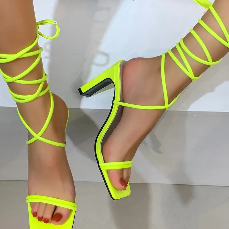 

Summer Sandals Women Pumps Fashion Sexy Peep Toe Lace Up Ankle Strap Party High Heels Female 2022 Sadalias Femininas