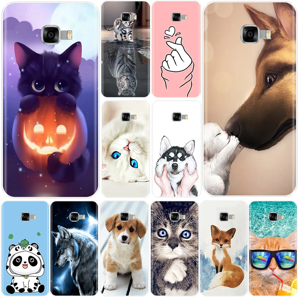 

Phone Case For Samsung Galaxy C5 C7 C8 Soft Silicone TPU Ultra Thin Cute Animals Back Cover For Samsung Galaxy C9 C7 C5 Pro Case