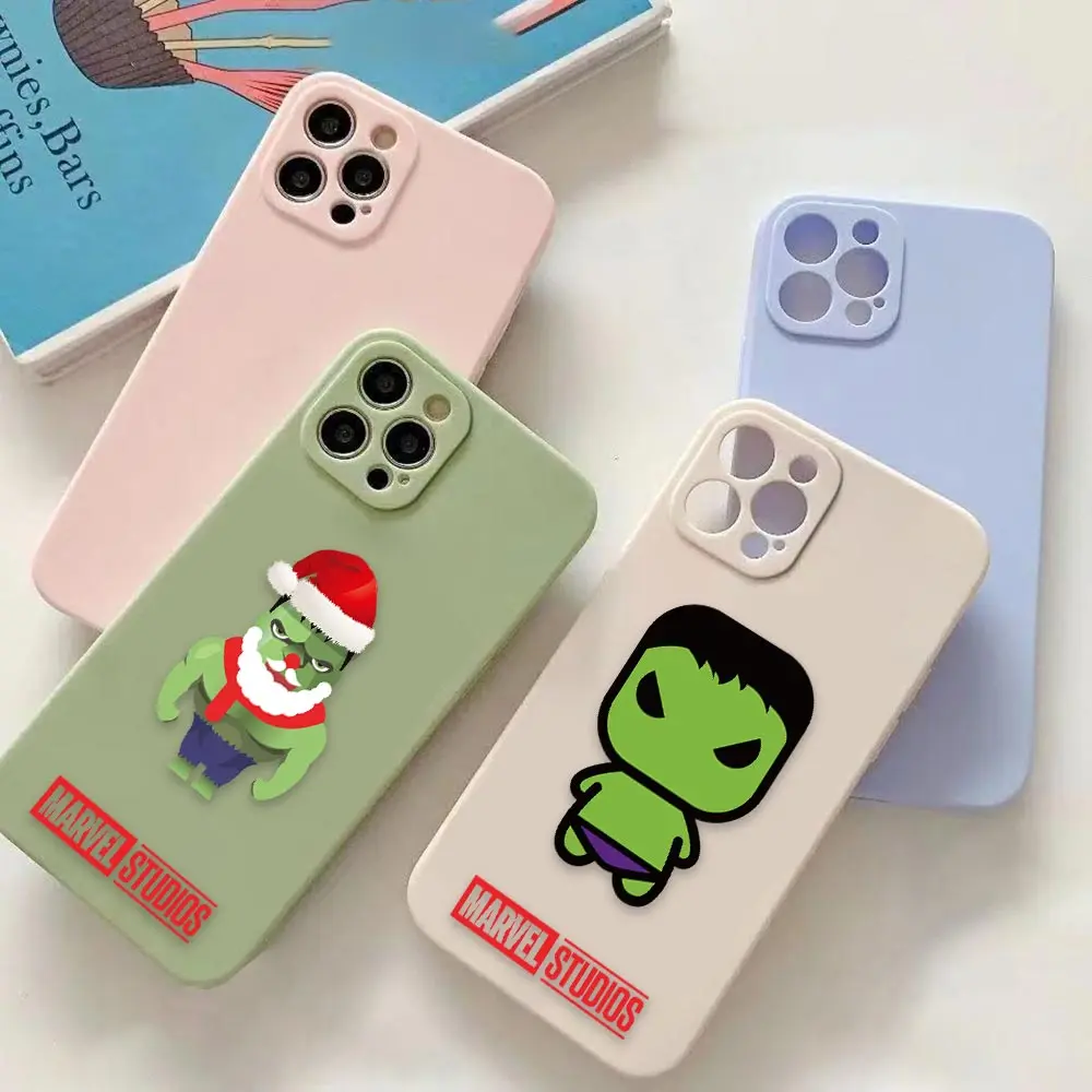 

Cute Cartoon Marvel Heroes Colorful Liquid Phone Case For iPhone Apple 14 13 11 12 X XS 7 8 Pro Plus Max Mini Hand Strap Fundas