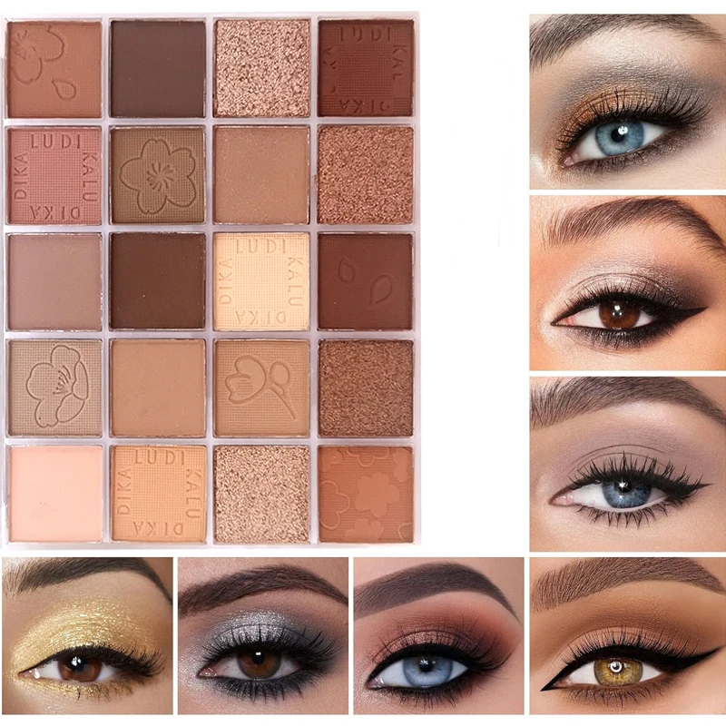 Палитра теней для век 20 цветов блестящие матовые водостойкие стойкие тени