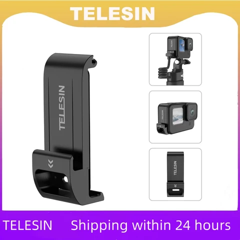TELESIN для GoPro Hero 12 11 10 9, водонепроницаемая боковая крышка, легкосъемная крышка для зарядки типа C, порт для Go Pro 9 10 11 12, аккумулятор