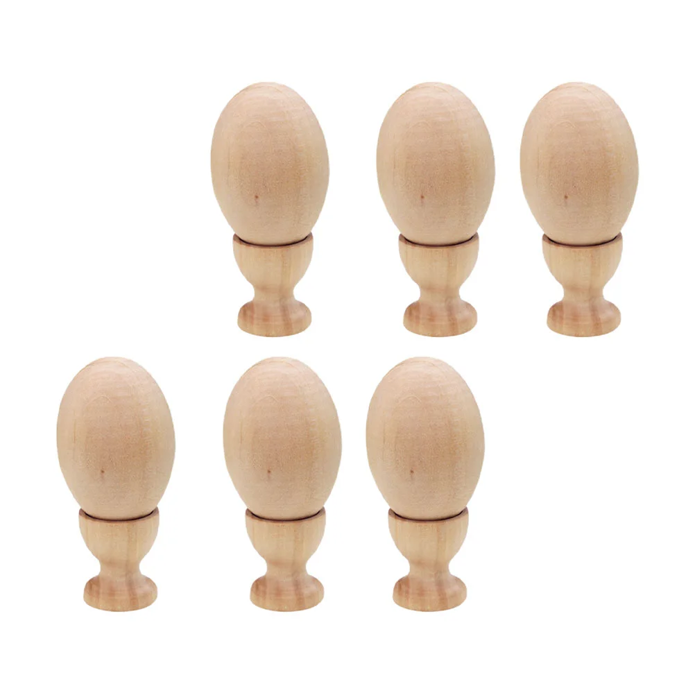 

1 Set Unfinished Egg Model Decor Graffiti Painting Toys Easter Wooden Eggs
