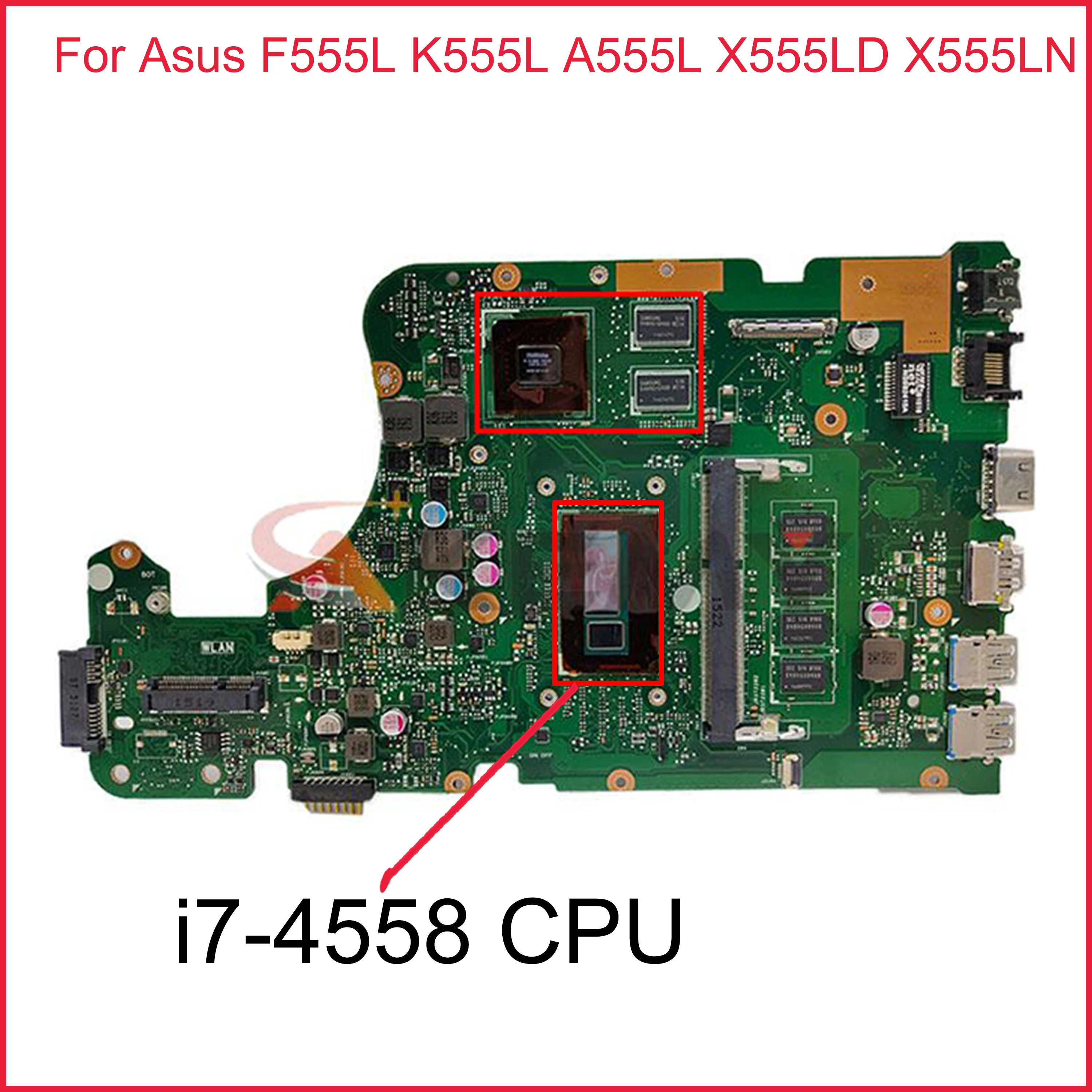 

Материнская плата X555LN X555LD REV: 3,1 для ноутбука Asus F555L K555L A555L X555LD X555LN X555L, материнская плата i7-4558, процессор