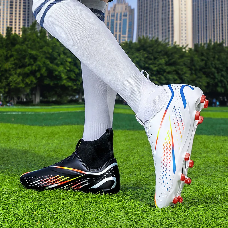 Professional Blue Brand Unisex Soccer Boots High top High Quality Men Women Football Sneakers Breathable Children Football Shoes