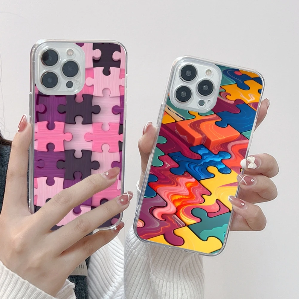 Модный чехол-пазл для мобильного телефона iPhone 16 15 14 13 12 11 X XR XS 8 Pro Max Plus