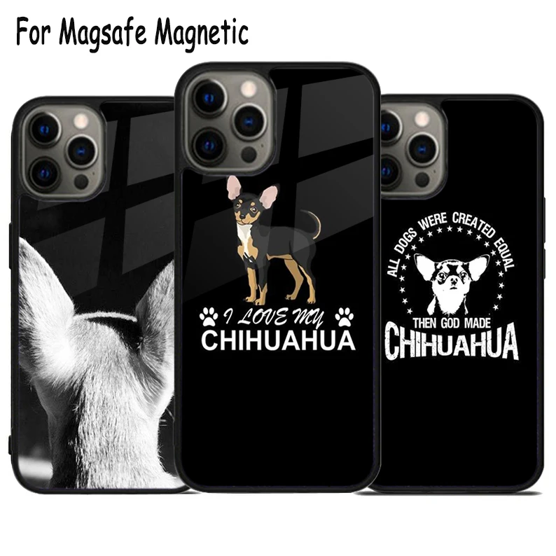 Магнитный чехол-бампер Magsafe для iPhone 15 16 14 13 11 12 Pro Max Plus с надписью I Love My Chihuahua Dog Pug и