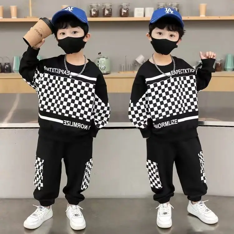 Спортивный костюм для мальчиков модный красивый детский корейский пуловер и