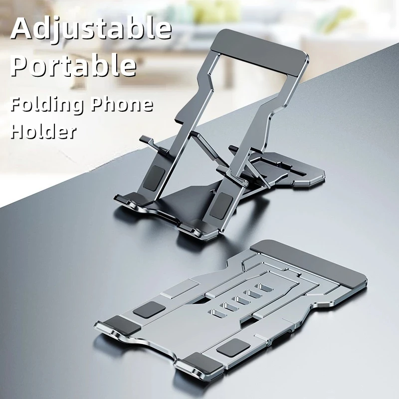 

New Aluminum Alloy Ultra-thin Mobile Phone Bracket Portable Folding Desktop Metal Lazy Can Freely Adjust The Tablet Bracket Base