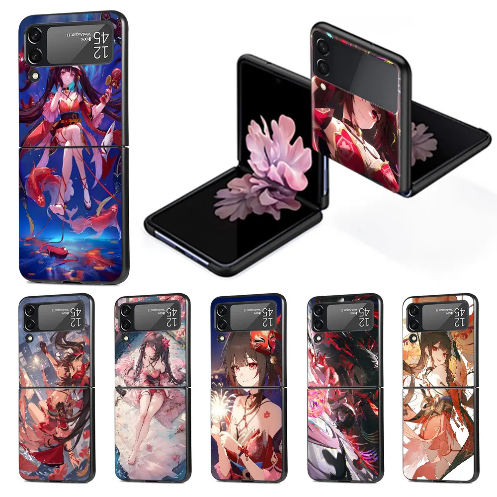 Чехол Sparkle Star Rail для Samsung Galaxy Z Flip 4 3 5G черный Жесткий чехол из поликарбоната Flip4 Flip3