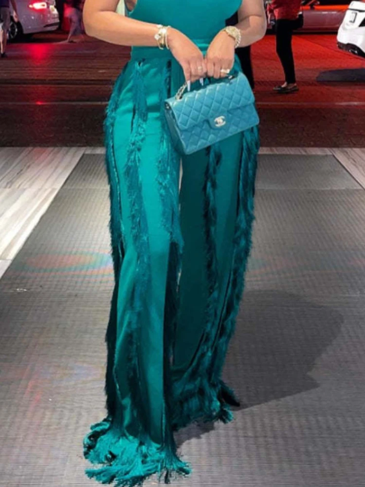 

Повседневные брюки с бахромой, женские трендовые Костюмные длинные брюки, штаны для вечерние НКИ, клуба, лето 2022, уличная одежда, Y2k брюки