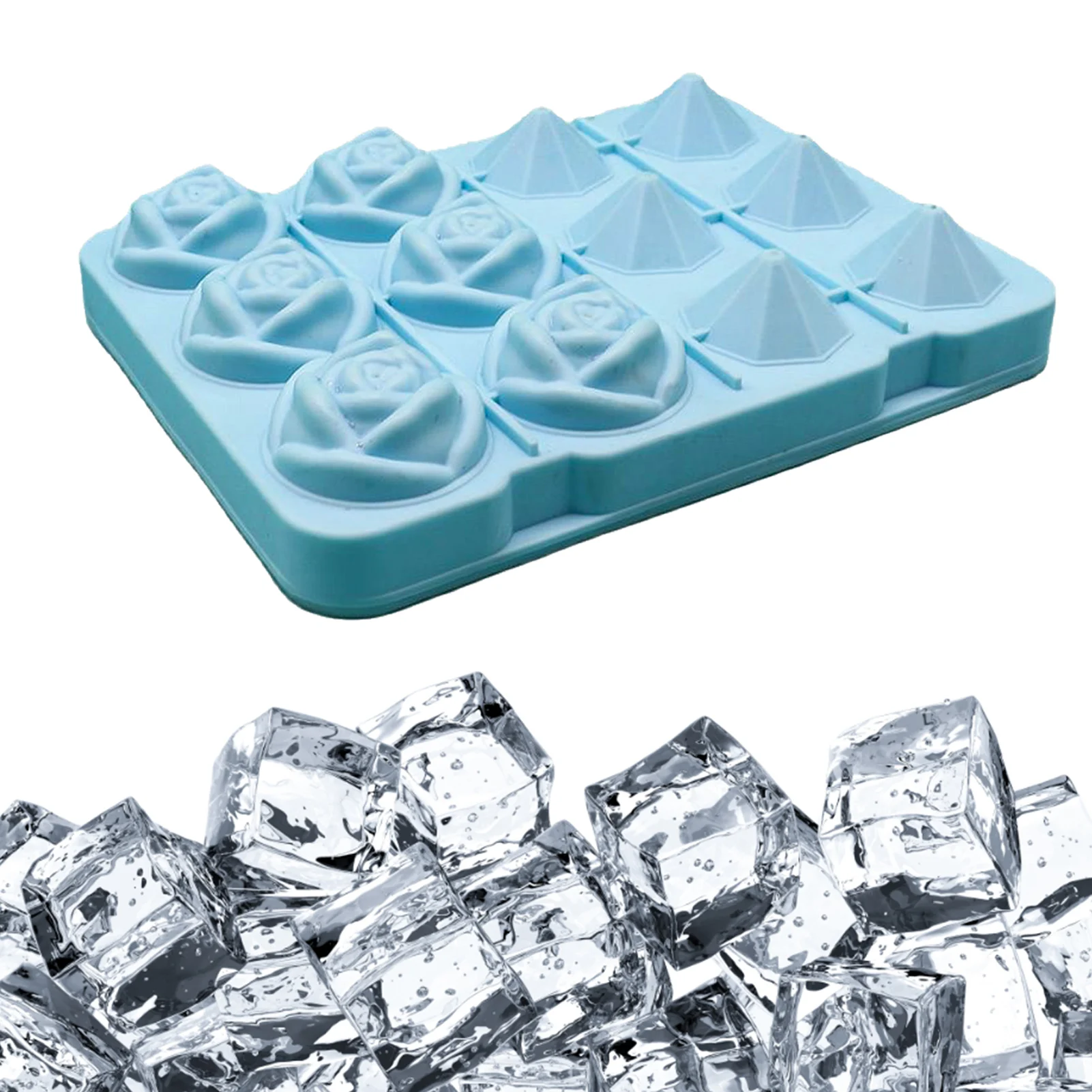 

Rose Diamond Shape Ice Ball Maker Reusable Silicone Ice Cube Trays With Lids For Freezer Large Ice Molds For Whiskey Cocktail