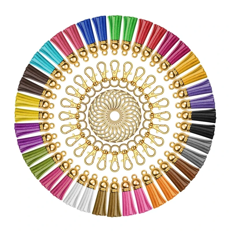 

100x for KEY Chain Ring with Lobster Clasp and Tassel Pendants Bulk for KEYchain