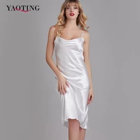 yaoting long dress woman sleeveless nightwear plus size red solid sexy nightgowns sleepwear for wedding party