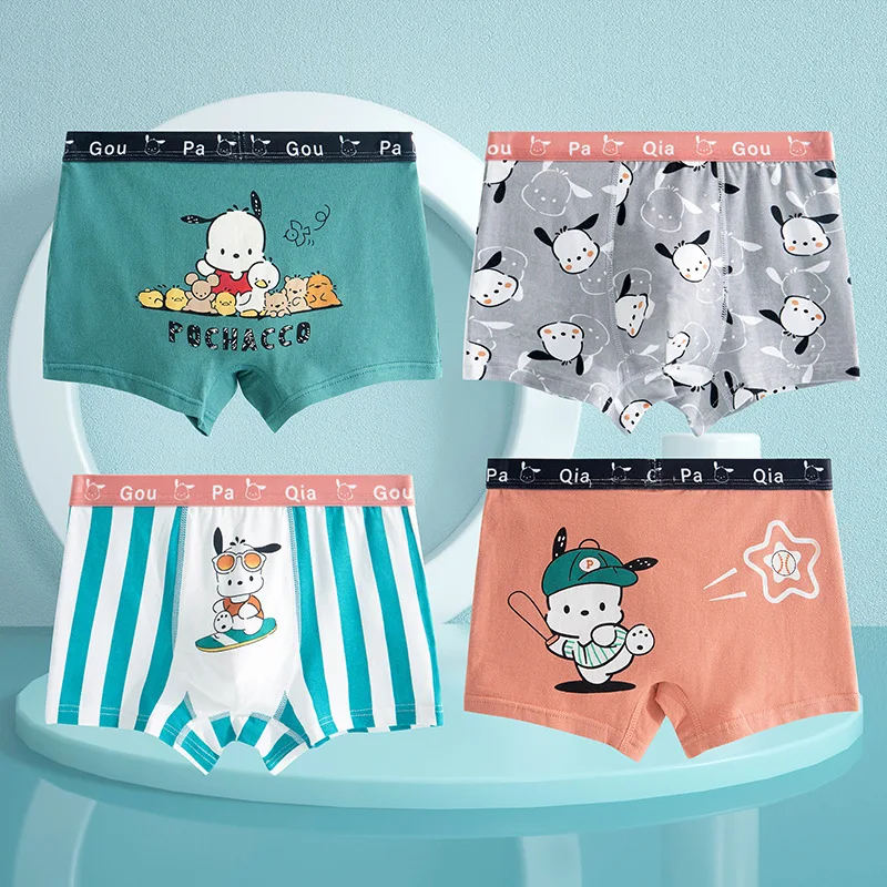 4Pcs Sanrio children's underwear boys summer thin section flat shorts cartoon breathable cotton boxer