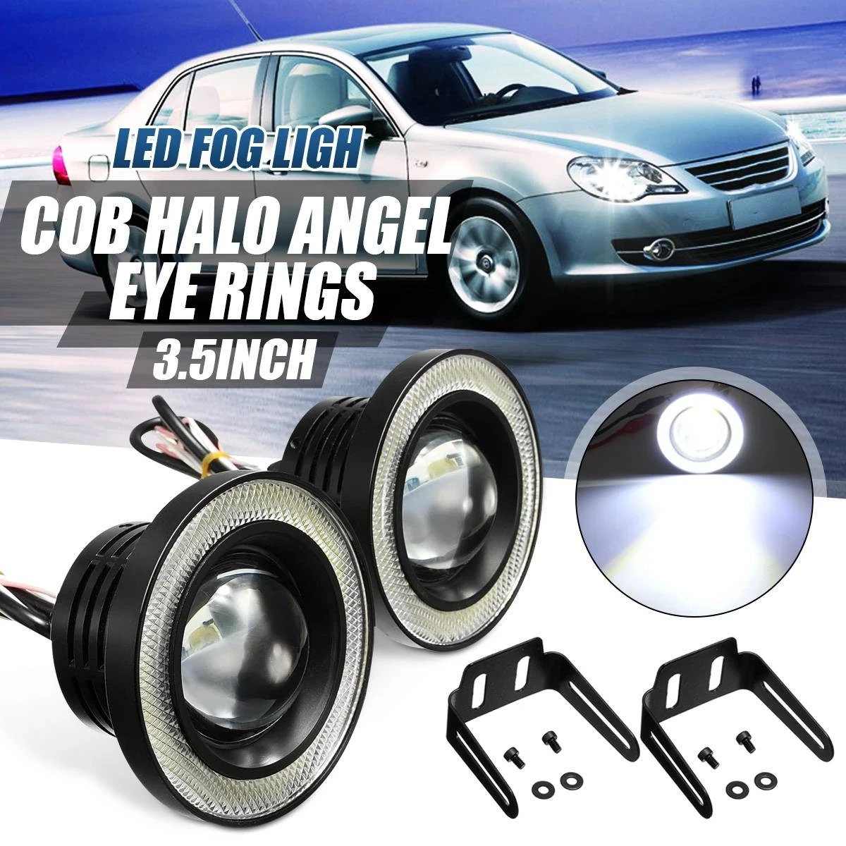 

Round LED Fog Lamp Car LED Lens Universal 30W COB Angel Eyes Fog Lights 2.5 Inch 3 Inch 3.5 Inch Car Daytime Running Light