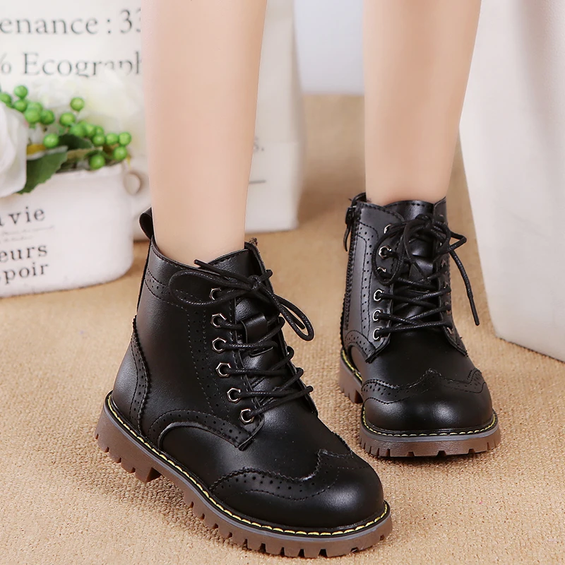 

Shoes Boots Boots Kid Girl Shoes Boys Kids Boat Leather Ankle Non-slip Sneaker Warm Winter Fashion Children Solid Girls
