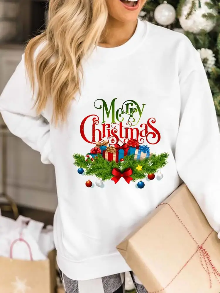 

Happy Holiday Sweet 90s Lovely Printed Pullovers Merry Christmas Women Ladies Fashion Gift Graphic Sweatshirts Female Clothing